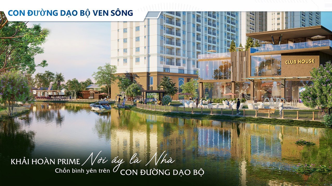 Hồ bơi resort Khải Hoàn Prime hướng sông, thiết kế hiện đại.