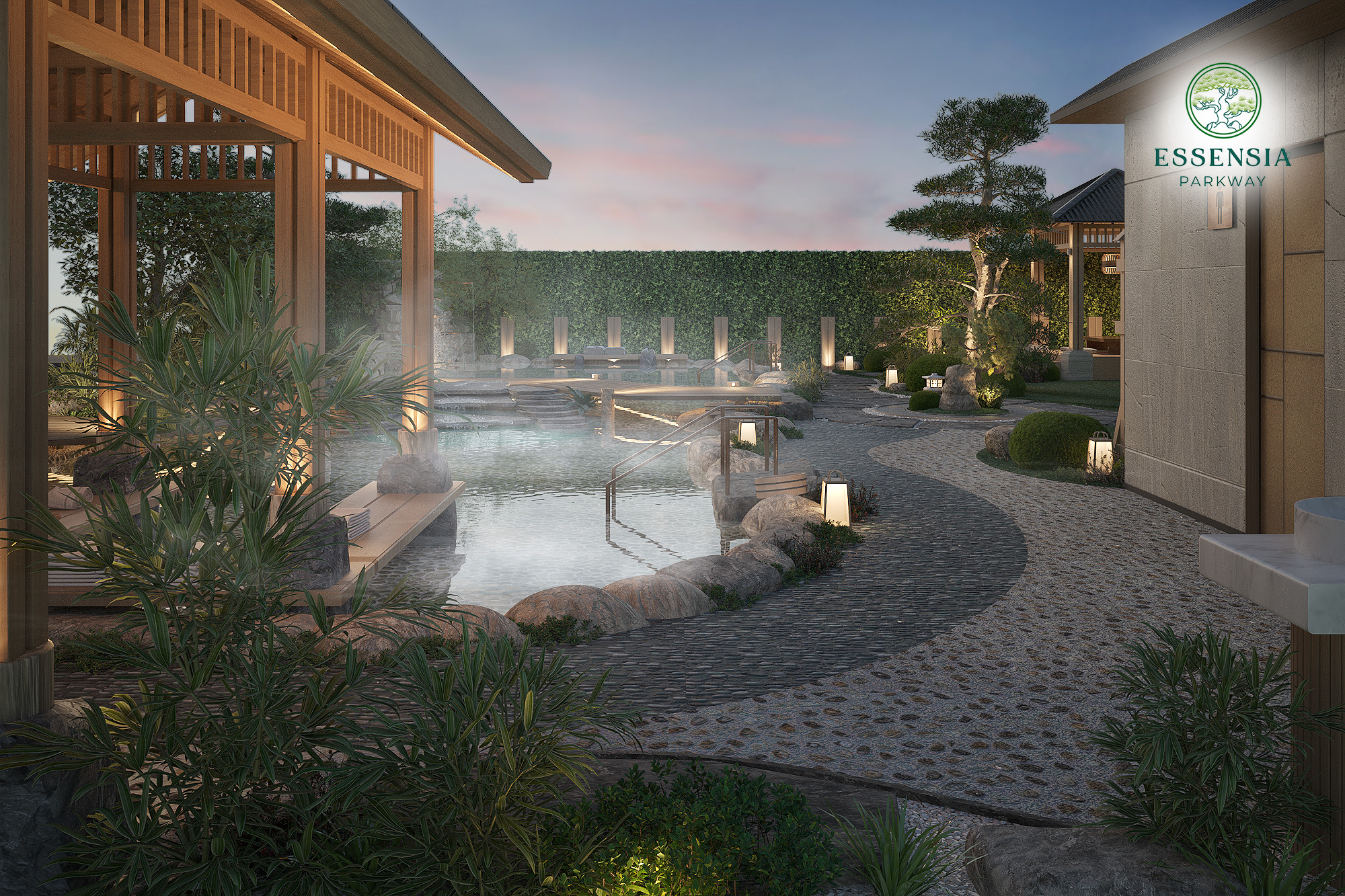 Khu Onsen tiêu chuẩn Nhật Bản tại Essensia Parkway