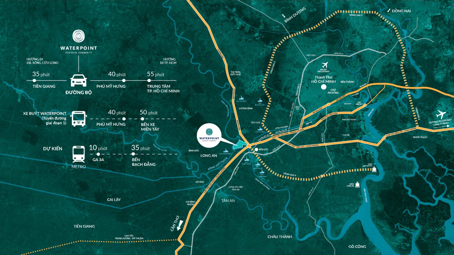 Vị trí Waterpoint Nam Long kết nối TP.HCM và Long An