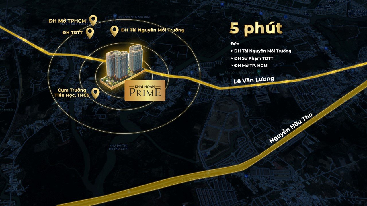 Bản đồ vị trí dự án Khải Hoàn Prime kết nối Phú Mỹ Hưng và Nam Sài Gòn.